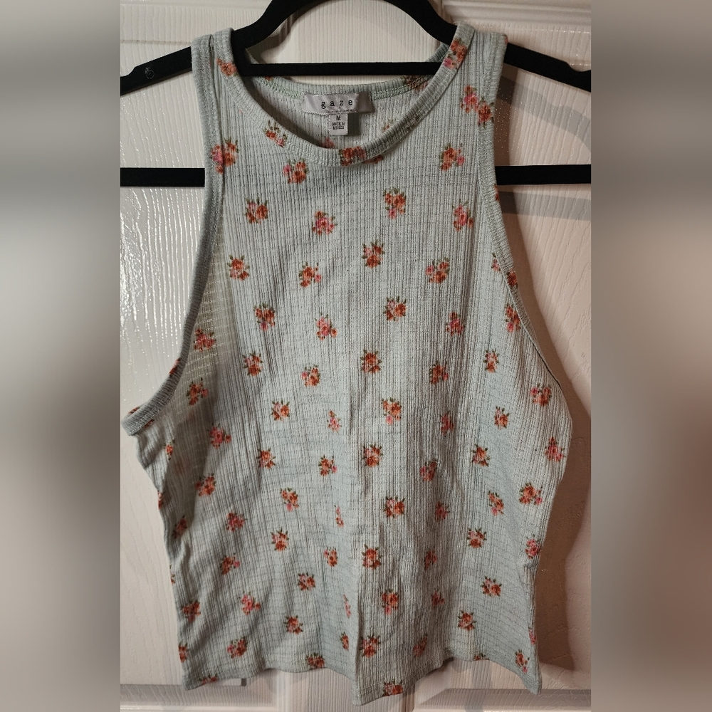 Gaze Light Green Boxy Muscle Crop Tee Size M